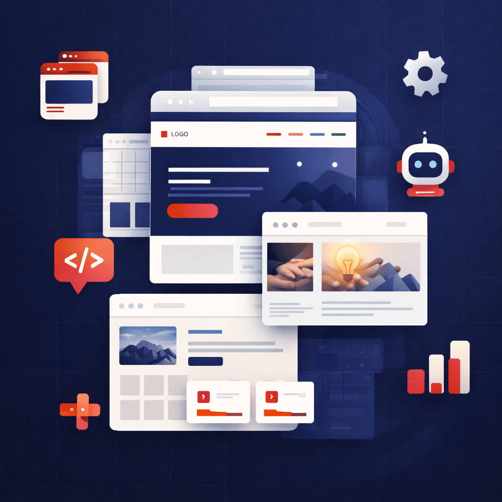 box-based website development illustration
