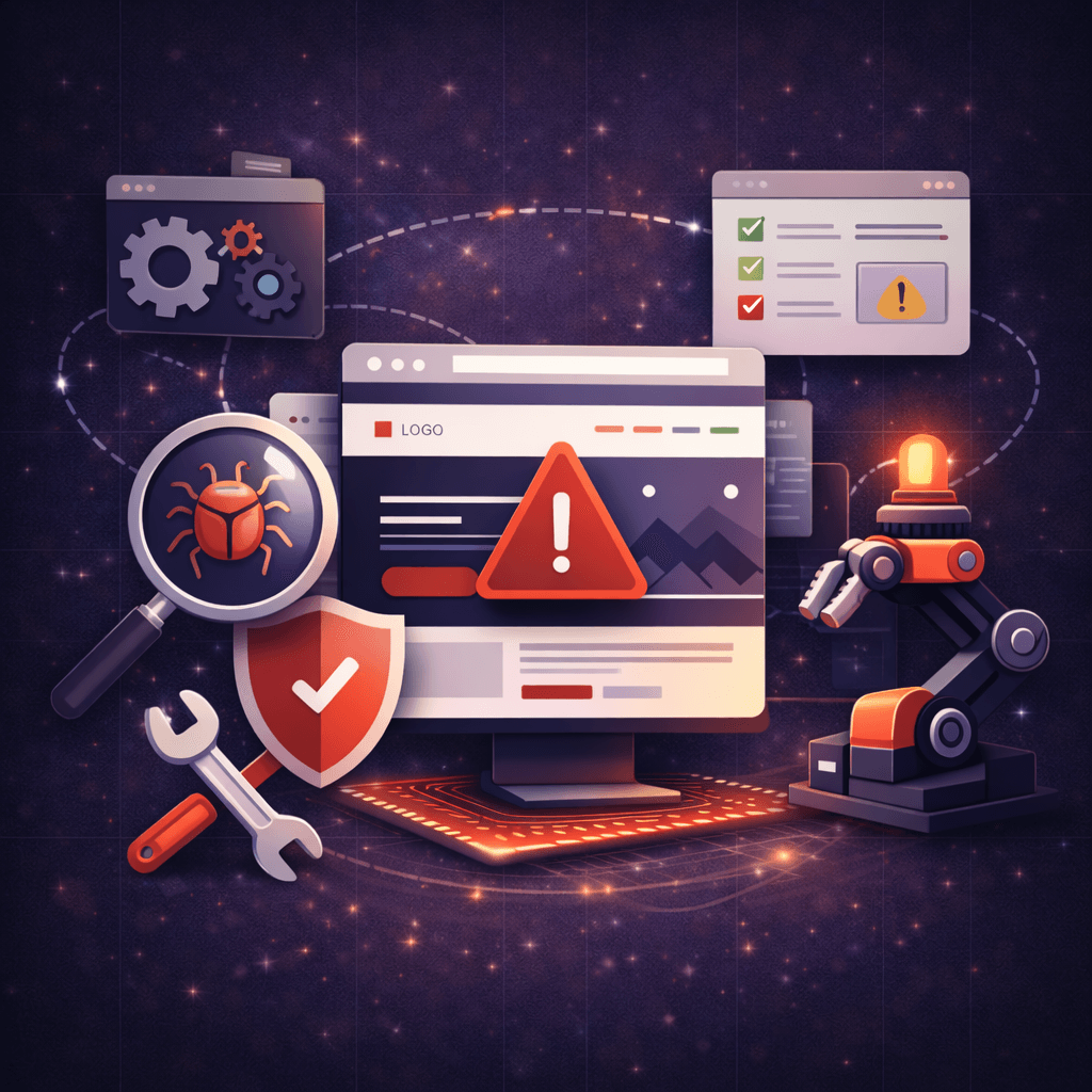 website maintenance and audit monitoring dashboard illustration